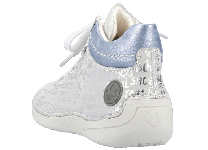 - Rieker Schnür-Bootie aus originell bedrucktem Synthetikmaterial, in Größe 036 bis 042, in Farbe SILBERGRAU-BLEU Ansicht 10