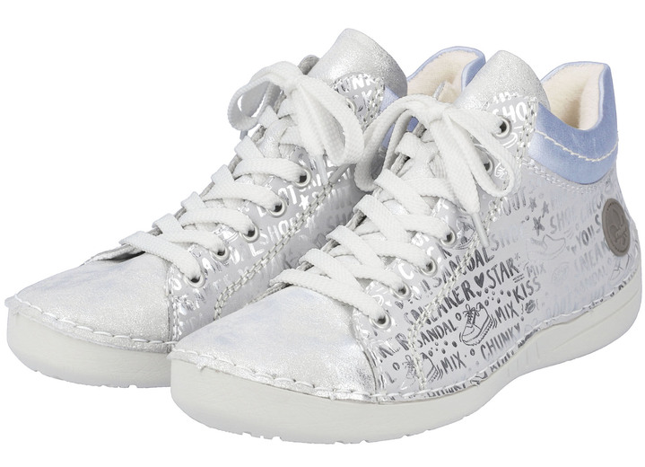 - Rieker Schnür-Bootie aus originell bedrucktem Synthetikmaterial, in Größe 036 bis 042, in Farbe SILBERGRAU-BLEU Ansicht 4