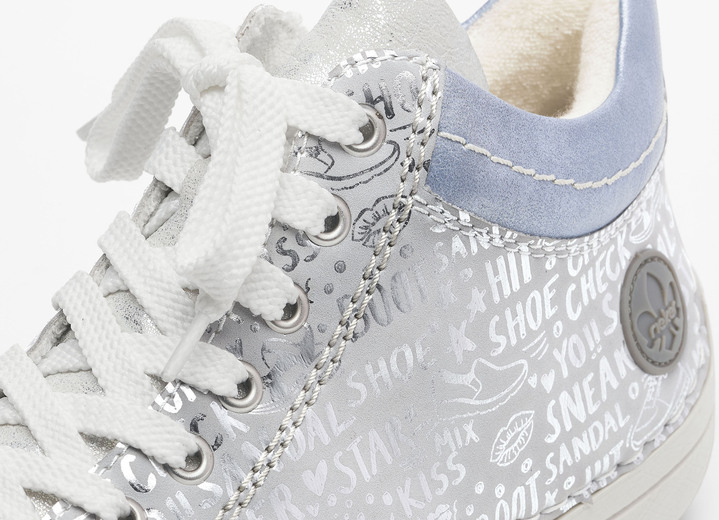 - Rieker Schnür-Bootie aus originell bedrucktem Synthetikmaterial, in Größe 036 bis 042, in Farbe SILBERGRAU-BLEU Ansicht 6