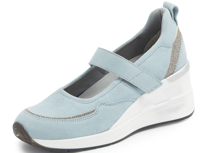 Komfortschuhe - ELENA EDEN Spangenschuh mit Glitzereinsätzen, in Größe 036 bis 042, in Farbe WEISS-EISGRAU Ansicht 4