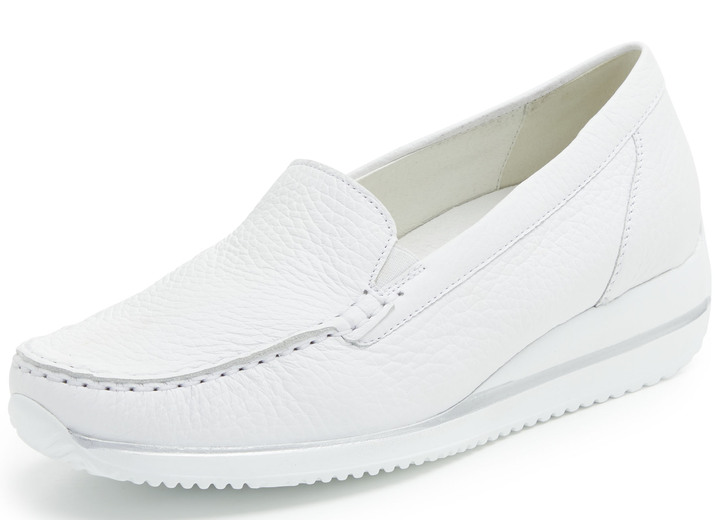 Komfortschuhe - Waldläufer Slipper aus genarbtem Hirsch-Nappaleder, in Größe 3 1/2 bis 8, in Farbe WEISS Ansicht 1