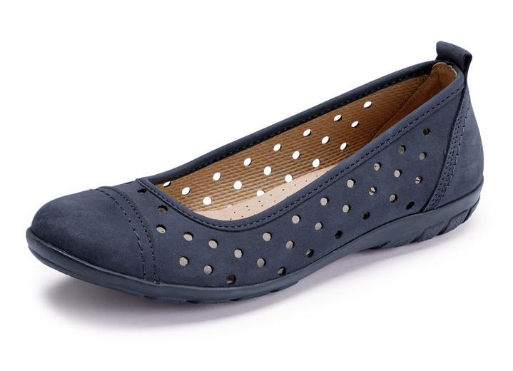 Komfortschuhe - ELENA EDEN, sommerliche Damen-Ballerinas, Weite G, mit herausnehmbarem Fußbett, in Größe 036 bis 042, in Farbe MARINE Ansicht 1