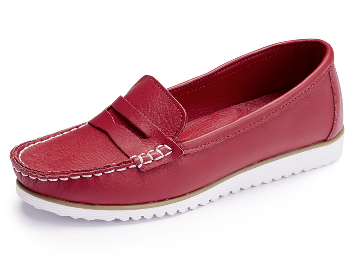 Komfortschuhe - Andrea Conti Mokassin-Slipper aus Nappaleder , in Größe 036 bis 042, in Farbe ROT Ansicht 1