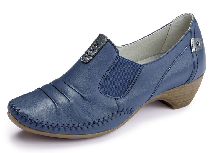 Komfortschuhe - ELENA EDEN Mokassin-Pumps mit Metallic-Lederbesätzen, in Größe 036 bis 042, in Farbe BLAU Ansicht 1