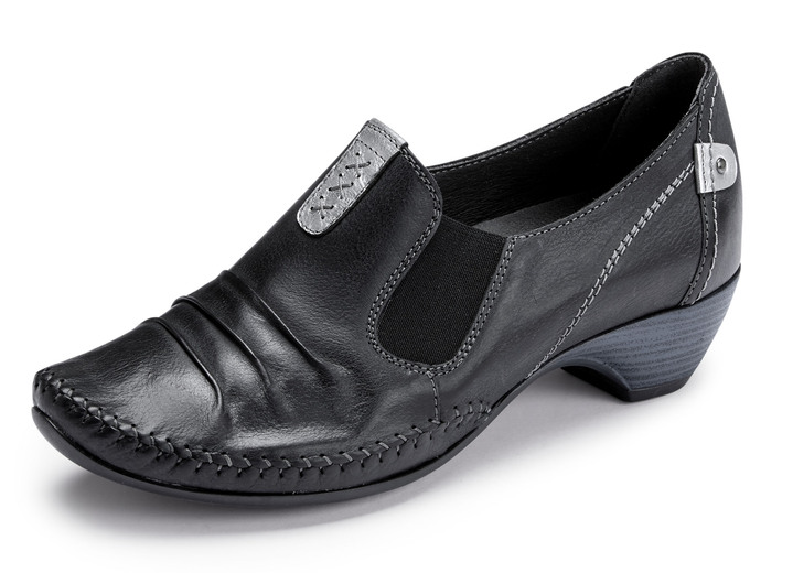 Komfortschuhe - ELENA EDEN Mokassin-Pumps mit Metallic-Lederbesätzen, in Größe 036 bis 042, in Farbe SCHWARZ Ansicht 1