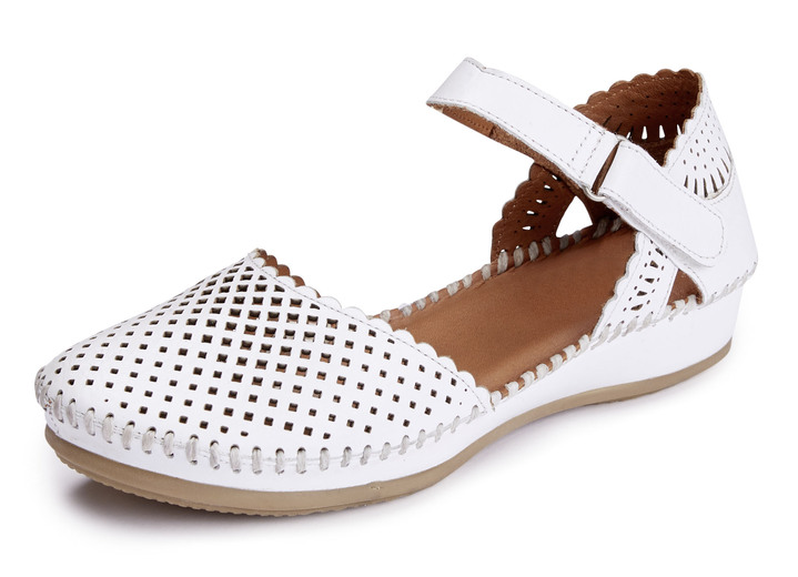 Komfortschuhe - ELENA EDEN, sommerliche Damen-Sandalen, Weite G, aus Leder, in Größe 036 bis 042, in Farbe WEISS Ansicht 1