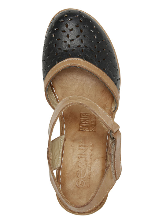 Komfortschuhe - Gemini Sandalette aus perforiertem Rind-Nappaleder, in Größe 036 bis 041, in Farbe SCHWARZ Ansicht 2