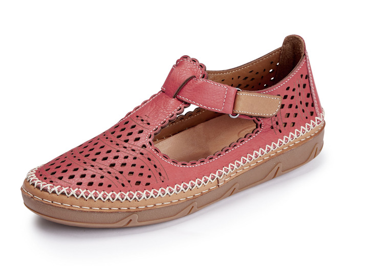 Komfortschuhe - ELENA EDEN Slipper aus teilweise, geprägtem Rind-Nappaleder, in Größe 036 bis 043, in Farbe ROT Ansicht 1