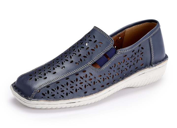 Komfortschuhe - ELENA EDEN Slipper aus schattiertem Nappaleder, in Größe 036 bis 043, in Farbe MARINE Ansicht 1