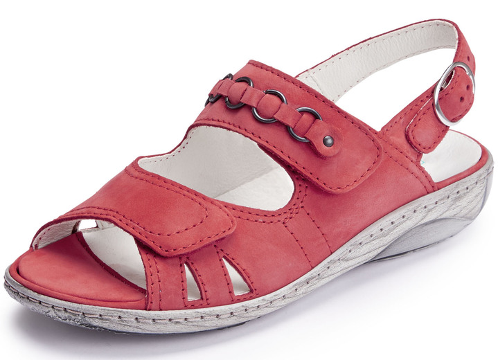 Komfortschuhe - Waldläufer Sandaletten aus bestem Nubukleder, in Größe 3 1/2 bis 8, in Farbe HELLROT Ansicht 1