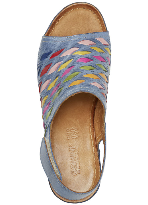 Komfortschuhe - Gemini Sandalette mit raffinierten, bunten Flechtdurchzügen, in Größe 036 bis 042, in Farbe JEANS Ansicht 3