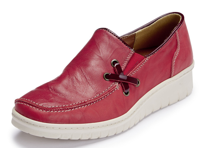 Komfortschuhe - ELENA EDEN Slipper mit Knitterstruktur, in Größe 036 bis 043, in Farbe ROT Ansicht 1