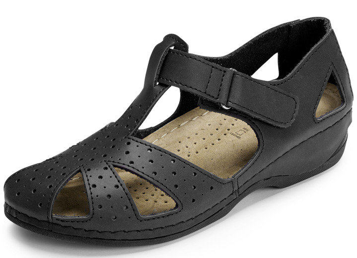 Komfortschuhe - ELENA EDEN, klassische Damen-Sandalen, Weite H, mit Klettverschluss Komfortschuhe - ELENA EDEN, klassische Damen-Sandalen, Weite H, mit Klettverschluss, in Größe 036 bis 042, in Farbe SCHWARZ