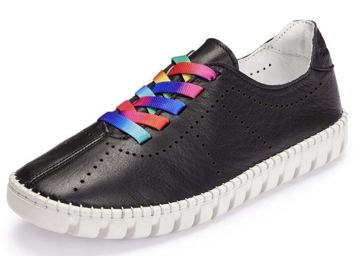 Komfortschuhe - Gemini Schnürschuh mit Schnürsenkel in Regenbogen-Farben, in Größe 036 bis 042, in Farbe SCHWARZ Ansicht 1