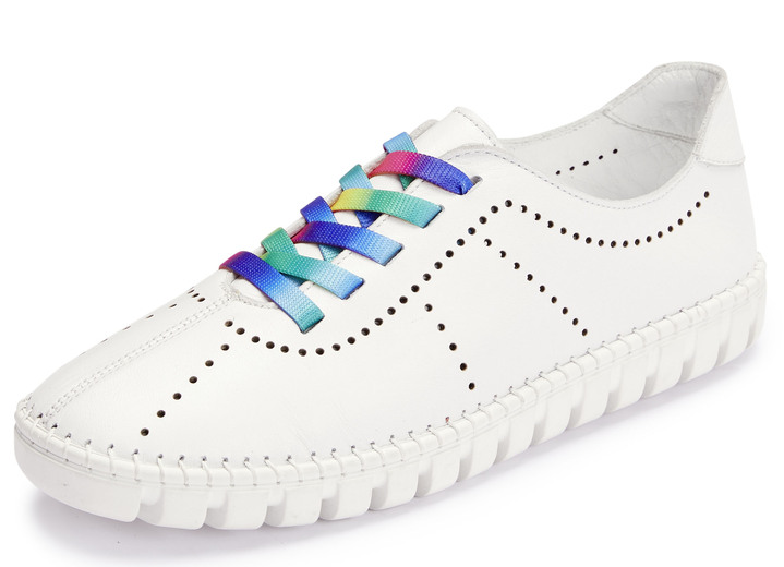 Komfortschuhe - Gemini Schnürschuh mit Schnürsenkel in Regenbogen-Farben, in Größe 036 bis 042, in Farbe WEISS Ansicht 1