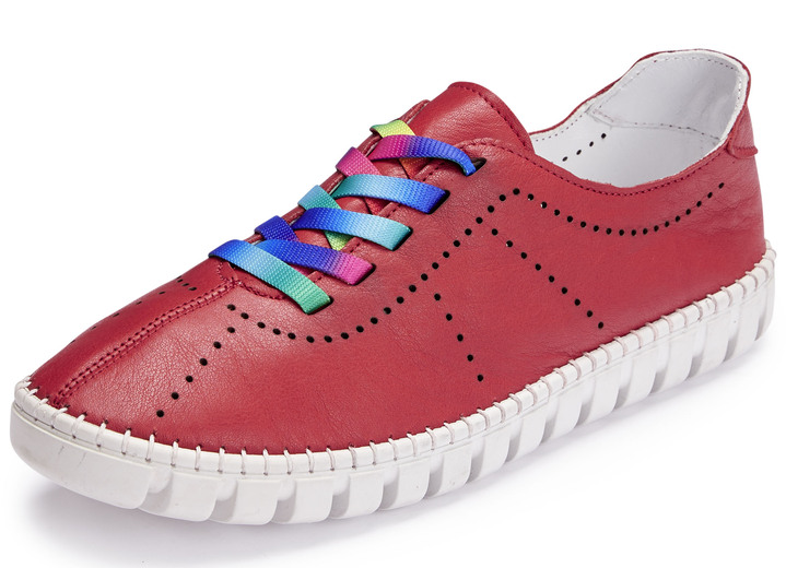 Komfortschuhe - Gemini Schnürschuh mit Schnürsenkel in Regenbogen-Farben, in Größe 036 bis 042, in Farbe ROT Ansicht 1