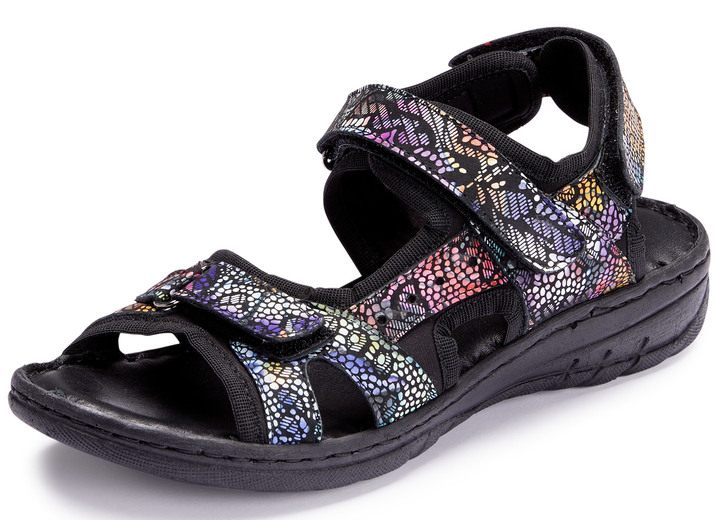 - Gemini Trekking-Sandale mit bunter Floral-Prägung, in Größe 036 bis 042, in Farbe SCHWARZ Ansicht 1
