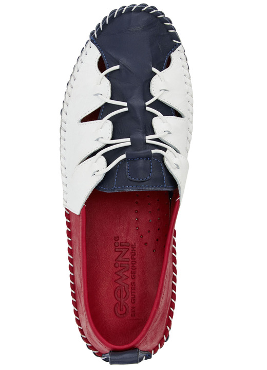 - Gemini Slipper mit Knitter-Struktur, in Größe 036 bis 042, in Farbe MARINE-WEISS-ROT Ansicht 3