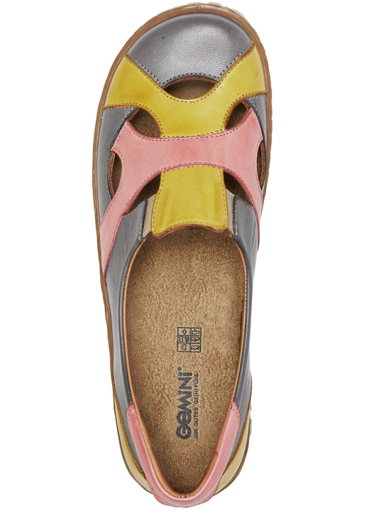 - Gemini Slipper aus Rind-Nappaleder, in Größe 036 bis 042, in Farbe GRAU-GELB-LACHS Ansicht 2