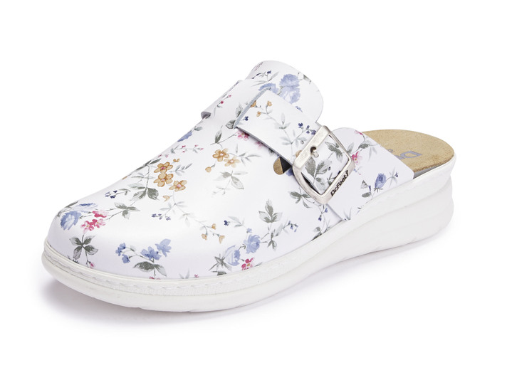 Komfortschuhe - ELENA EDEN, klassische Damen-Clogs, Weite H, mit herausnehmbarem Fußbett, in Größe 036 bis 042, in Farbe WEISS-BUNT Ansicht 1