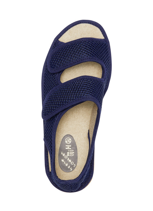 Komfortschuhe - Bequeme Damen-Sandalen, Weite H, aus gepolstertem Textilmaterial, in Größe 036 bis 042, in Farbe MARINE Ansicht 2