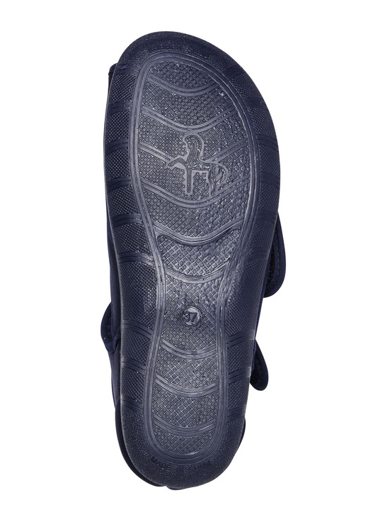 Komfortschuhe - Klett-Sandale aus elastischem Textilmaterial, in Größe 035 bis 042, in Farbe MARINE Ansicht 3