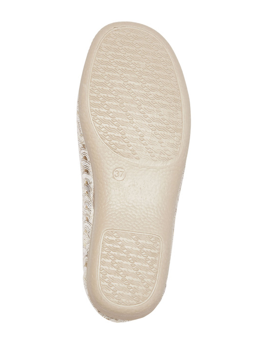 Komfortschuhe - Slipper in Goldbeige aus Textilmaterial, in Größe 035 bis 042, in Farbe GOLDBEIGE Ansicht 3