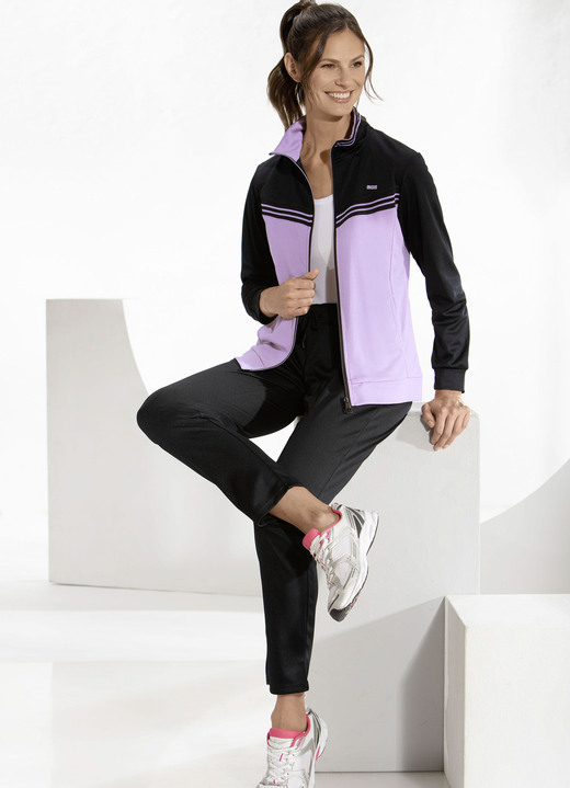 Damenmode - Freizeitanzug von „LPO“ in 2 Farben, in Größe 019 bis 050, in Farbe FLIEDER-SCHWARZ Ansicht 1