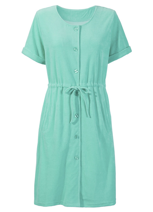Strandmode - Frottier-Kleid mit durchgehender Knopfleiste, in Größe 038 bis 054, in Farbe MINT Ansicht 2