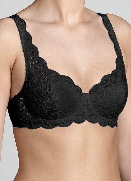 Bügel-BH - Triumph Amourette Bügel-BH mit Elastikspitze, in Größe 075 bis 095, in Cup B, in Farbe SCHWARZ Ansicht 3