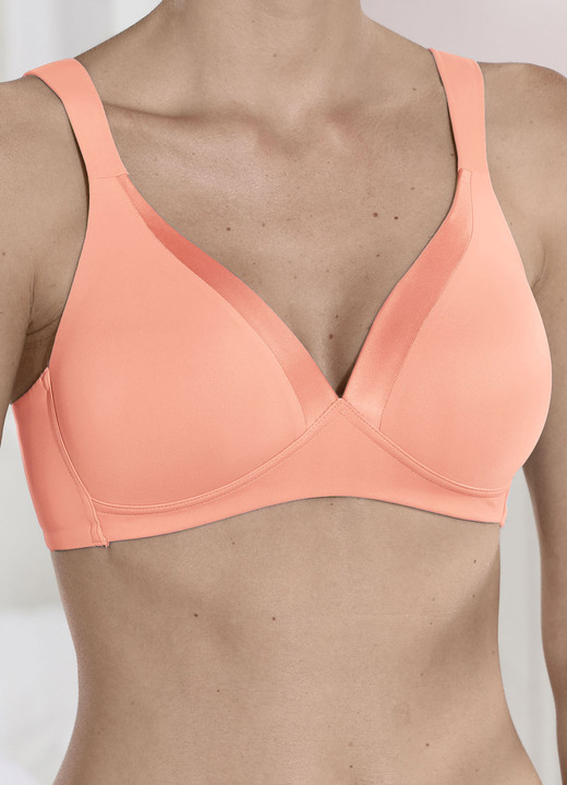 Soft-BH - Naturana BH mit Satinblende am Dekolleté, in Größe 075 bis 095, in Cup B, in Farbe APRICOT Ansicht 1