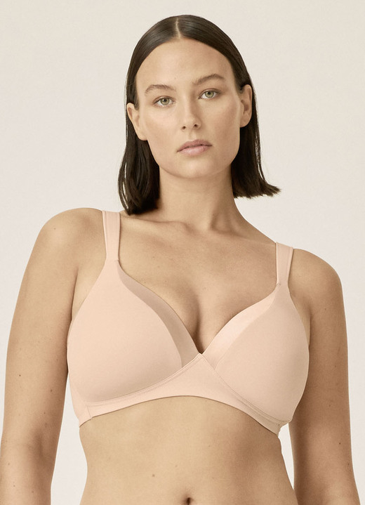 Soft-BH - Naturana BH mit Satinblende am Dekolleté, in Größe 075 bis 095, in Cup A, in Farbe MARINE Ansicht 4