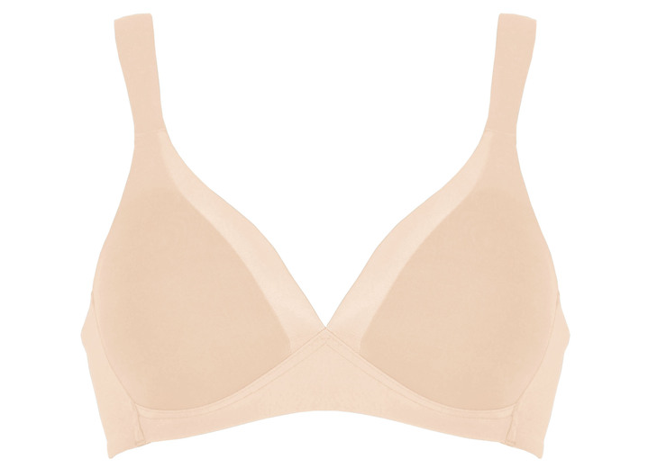 Soft-BH - Naturana BH mit Satinblende am Dekolleté, in Größe 075 bis 095, in Cup A, in Farbe PUDER Ansicht 2