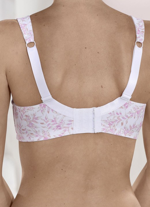 Soft-BH - Susa Zweierpack BH mit verstärktem Vorder- und Rückteil, in Größe 080 bis 120, in Cup B, in Farbe 1X WEIß-ROSÈ-PUDER BEDRUCKT, 1X PUDER Ansicht 2