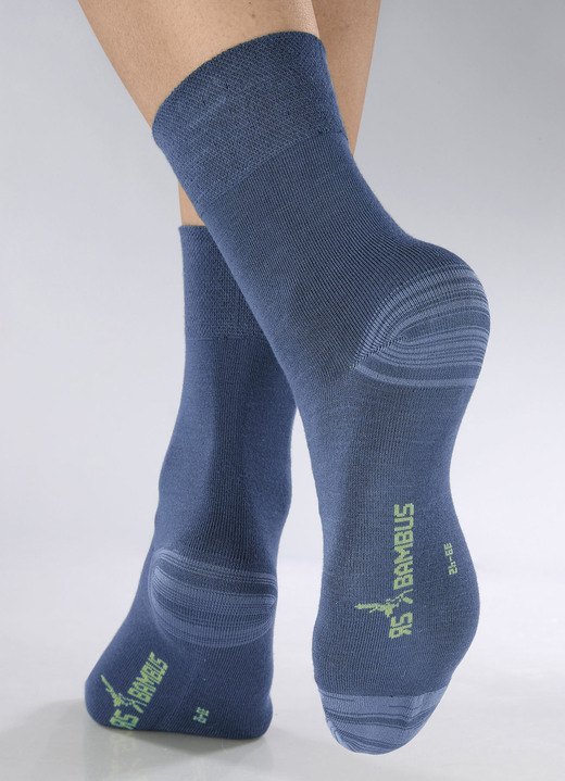 Strümpfe - Sechserpack Socken in verschiedenen Farbstellungen, in Größe 1 (Schuhgr. 35-38) bis 3 (Schuhgr. 43-46), in Farbe 2X JEANSBLAU MELIERT, 2X MARINE MELIERT, 2X NACHTBLAU MELIERT Ansicht 1