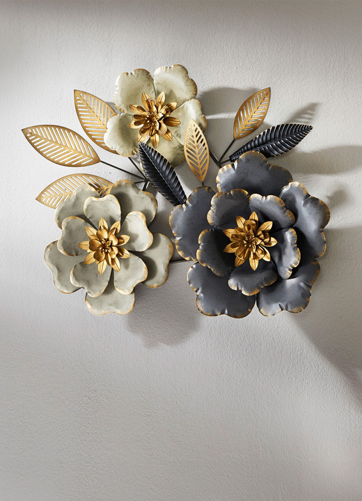 Wohnaccessoires - Wanddekoration aus Eisen, in Farbe GRAU-GOLD Ansicht 1