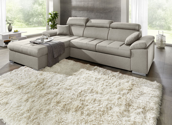 Funktions-Polstermöbel - Polsterecke mit komfortabler Bettfunktion, in Farbe CREME Ansicht 1