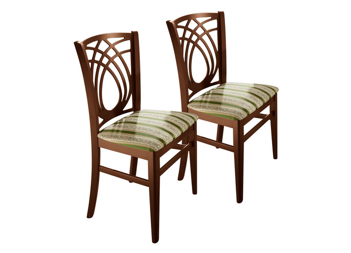 Stilmöbel - Stühle mit gestreiftem Bezug, in Farbe GRÜN Ansicht 1