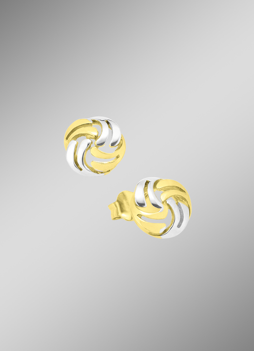 ohne Steine / mit Zirkonia - Süße Ohrstecker in Bicolor, in Farbe  Ansicht 1