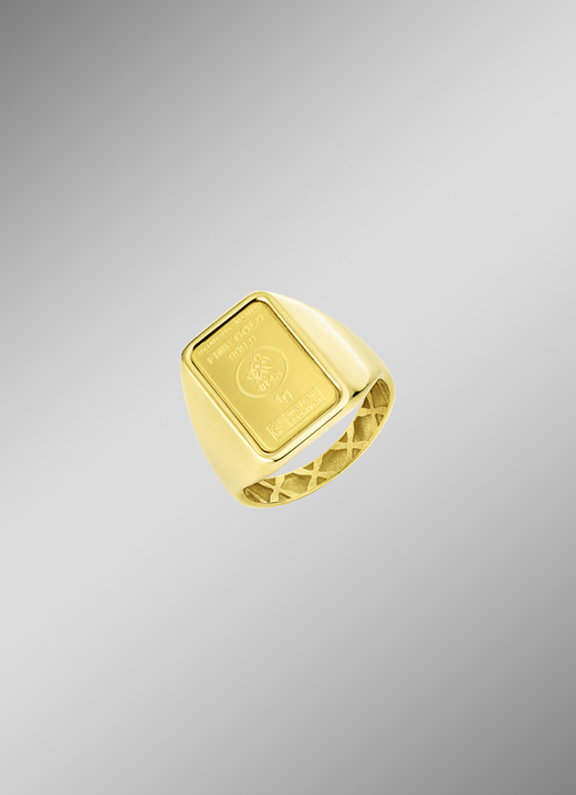 ohne Steine / mit Zirkonia - Ein Geschenk von bleibendem Wert: Goldbarren-Partnerring, in Größe 160 bis 240, in Farbe , in Ausführung Damenring Ansicht 1