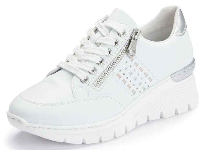 Komfortschuhe - Rieker, bequeme Damen-Sneaker, Weite G, mit Reißverschluss Komfortschuhe - Rieker, bequeme Damen-Sneaker, Weite G, mit Reißverschluss, in Größe 036 bis 042, in Farbe WEISS