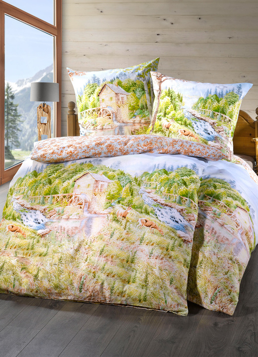 Bettwäschegarnituren - Beidseitig bedruckte Bettwäsche-Garnitur mit Landschaftsmotiv, in Größe 111 (40/80 cm + 135/200 cm) bis 412 (4-teiliges Sparset), in Farbe MULTICOLOR Ansicht 2