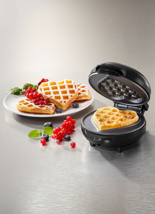 Backen - Mini-Herz-Waffeleisen mit Antihaftbeschichtung, in Farbe SCHWARZ