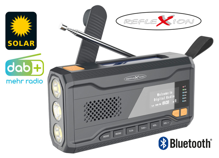 Modern - Solarkurbel-Radio mit DAB+ und UKW-Tuner, in Farbe ANTHRAZIT Ansicht 1