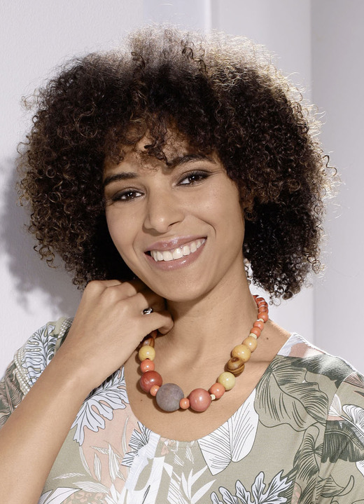 Damen-Modeschmuck - Modische Halskette, in Farbe APRICOT-BEIGE-BRAUN Ansicht 1