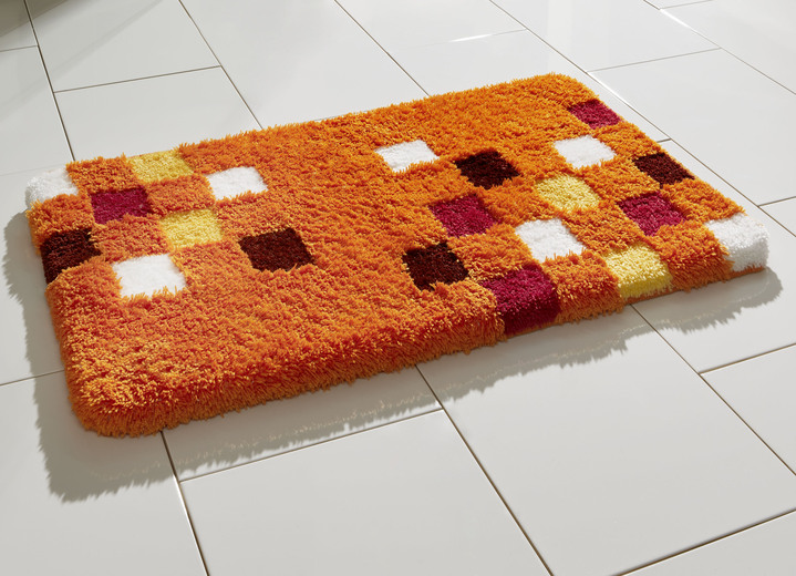 Badgarnituren - Badgarnitur mit latexierter, rutschhemmender Rückseite Ansicht 4 Badgarnituren - Badgarnitur mit latexierter, rutschhemmender Rückseite, in Größe 100 (Vorleger halbrund, 50/ 80 cm) bis 112 (WC-Deckelbezug, 47/ 50 cm), in Farbe ROT Ansicht 4