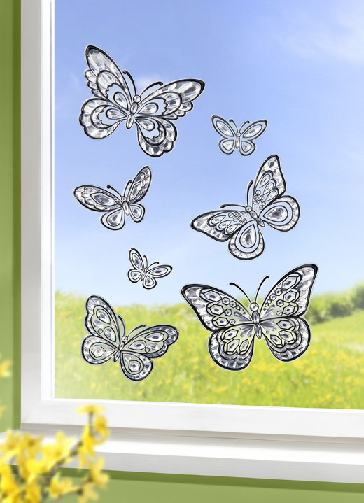 Romantisch - 3D-Fensterdekoration Schmetterlinge, in Farbe SCHWARZ-TRANSPARENT