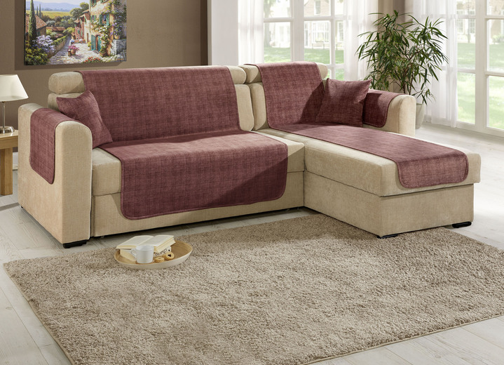 Sessel- & Sofaüberwürfe - Wohnaccessoires mit Anti-Rutsch-Beschichtung, in Größe 101 (Sesselschoner, 50x150 cm) bis 905 (2 Kissenbezüge, 40x 40 cm), in Farbe BEIGE Ansicht 11