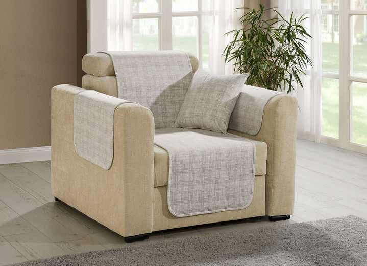 Sessel- & Sofaüberwürfe - Wohnaccessoires mit Anti-Rutsch-Beschichtung, in Größe 101 (Sesselschoner, 50x150 cm) bis 905 (2 Kissenbezüge, 40x 40 cm), in Farbe BEIGE Ansicht 5