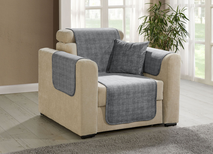 Sessel- & Sofaüberwürfe - Wohnaccessoires mit Anti-Rutsch-Beschichtung, in Größe 101 (Sesselschoner, 50x150 cm) bis 905 (2 Kissenbezüge, 40x 40 cm), in Farbe BEIGE Ansicht 13